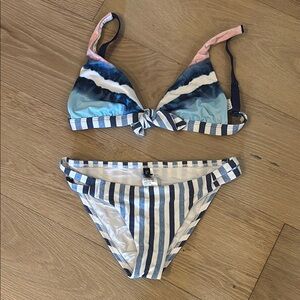Splendid Blue and White Striped Bikini
